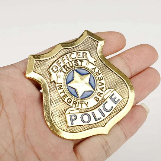 Cosplay POLICE Badge for Women Men 2023 New Fashion Gold Color Metal Pins Carto image 0