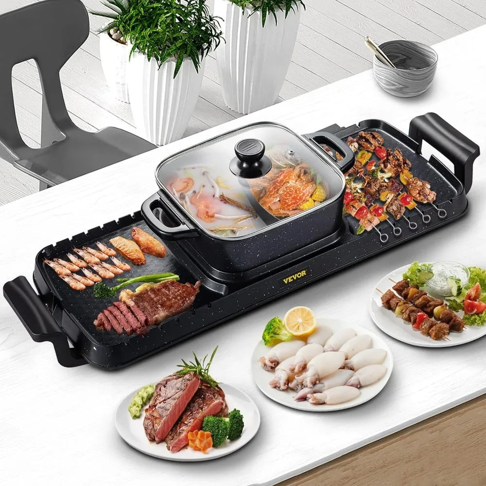 Electric Grill and Hot Pot, 2 in 1 Electric Hot Pot with Dual Temp Control, Mul image 5