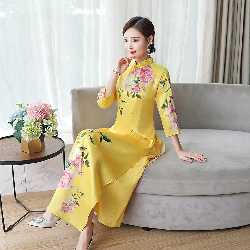Oriental Elegant Slim Qipao Women Modern National Style China Costume Chinese T image 1