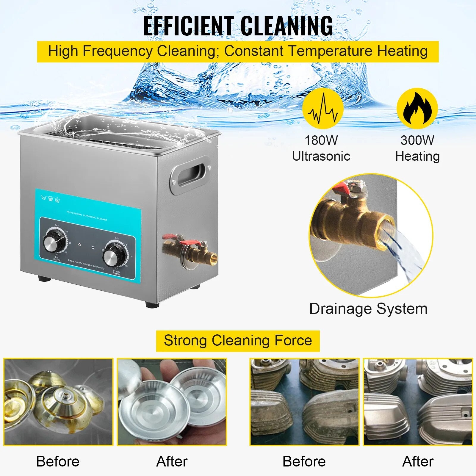 VEVOR 6L Electric Ultrasonic Cleaner Portable Washing Machine Lave-Dishes Ultra image 2