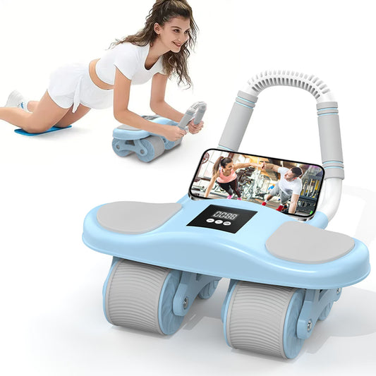 Automatic rebound abdominal roller with elbow support, knee pads and abdominal image 0