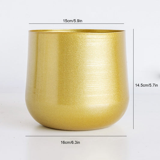 Flower Plant Flowerpot Succulent Container Vase Living Room Decoration Golden G image 0