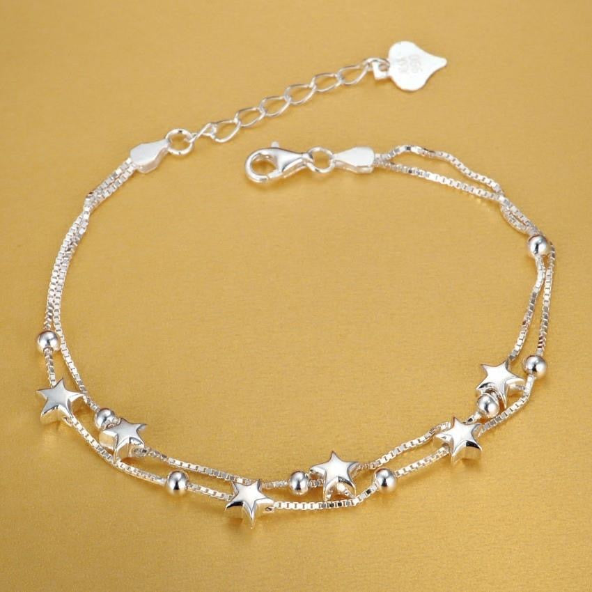Noble 925 Sterling Silver Square Solid Chain Bracelet For Women Men Charm Party image 22