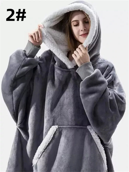 Winter Hoodies Sweatshirt Women Men Pullover Fleece Giant TV Oversized Blanket  image 0