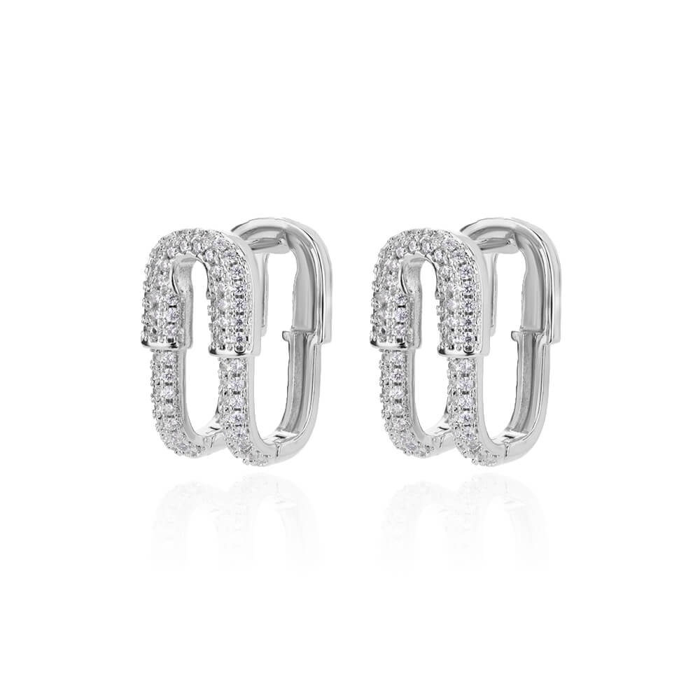 U-shaped Zircon Earrings for Women Gold Color Stainless Steel Earrings 2023 Tre image 7