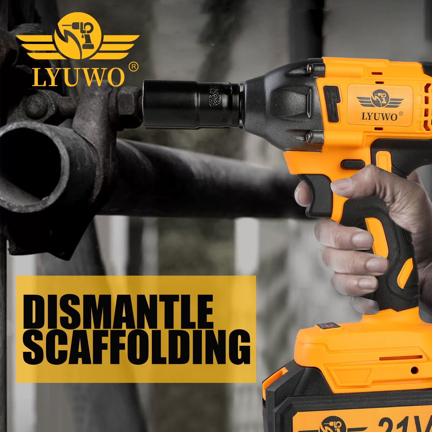 LYUWO Electric Wrench 350NM Brushless Electric Wrench High Torque Air Cannon He image 3