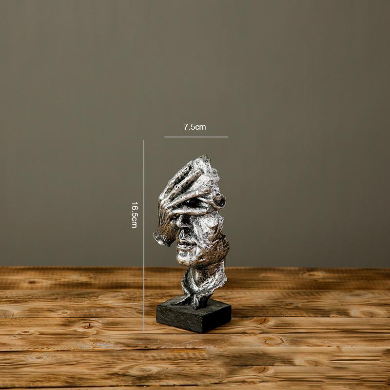 Silence Is Gold Statue Human Face Statue Abstract Sculpture Nordic Creative Dec image 5