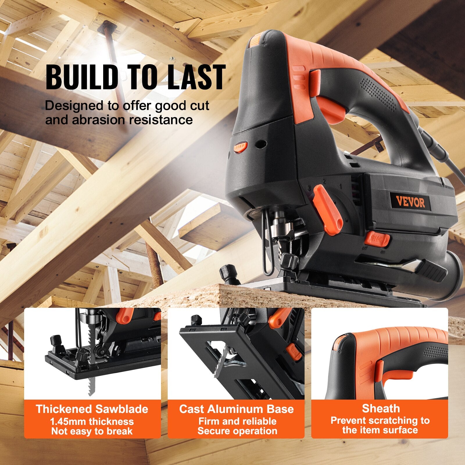 VEVOR Jig Saw 6 Variable-speed Jigsaw with Laser Scale Ruler 4-Stage Orbital 0- image 4