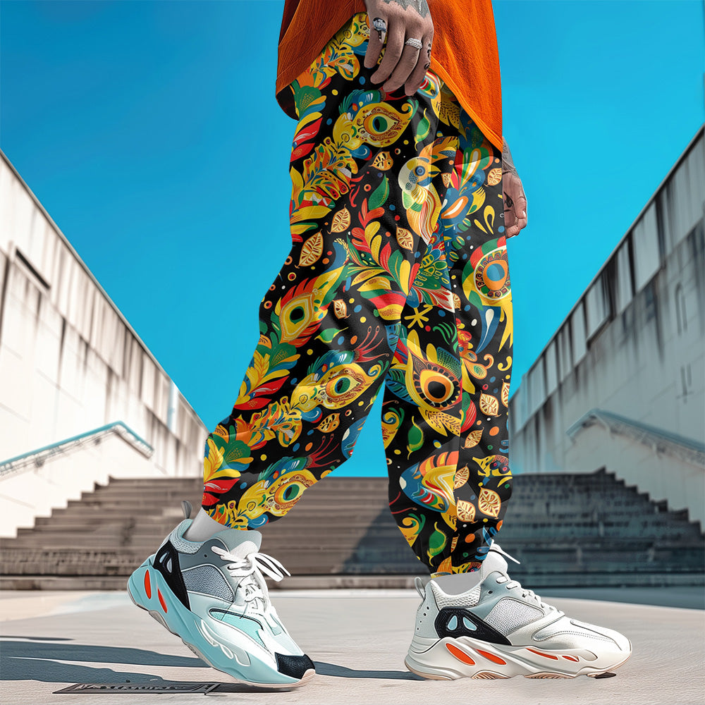 2024 New Men's Spring/Fall casual fashion style sports pants 3D printed Vintage image 1