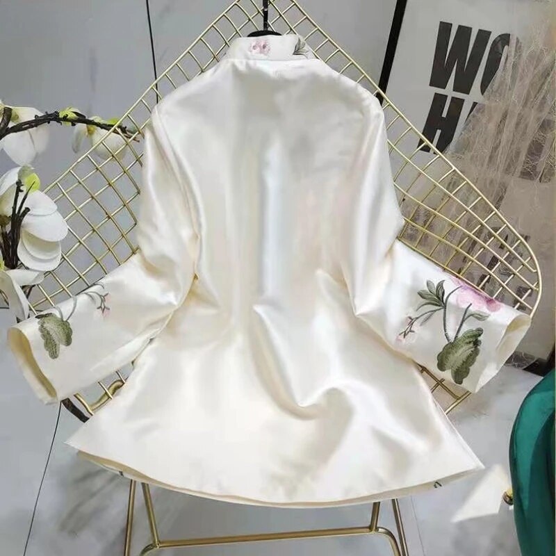 Tang Suit Shirt National Style Traditional Elegant Embroidery Women Chinese Vin image 8