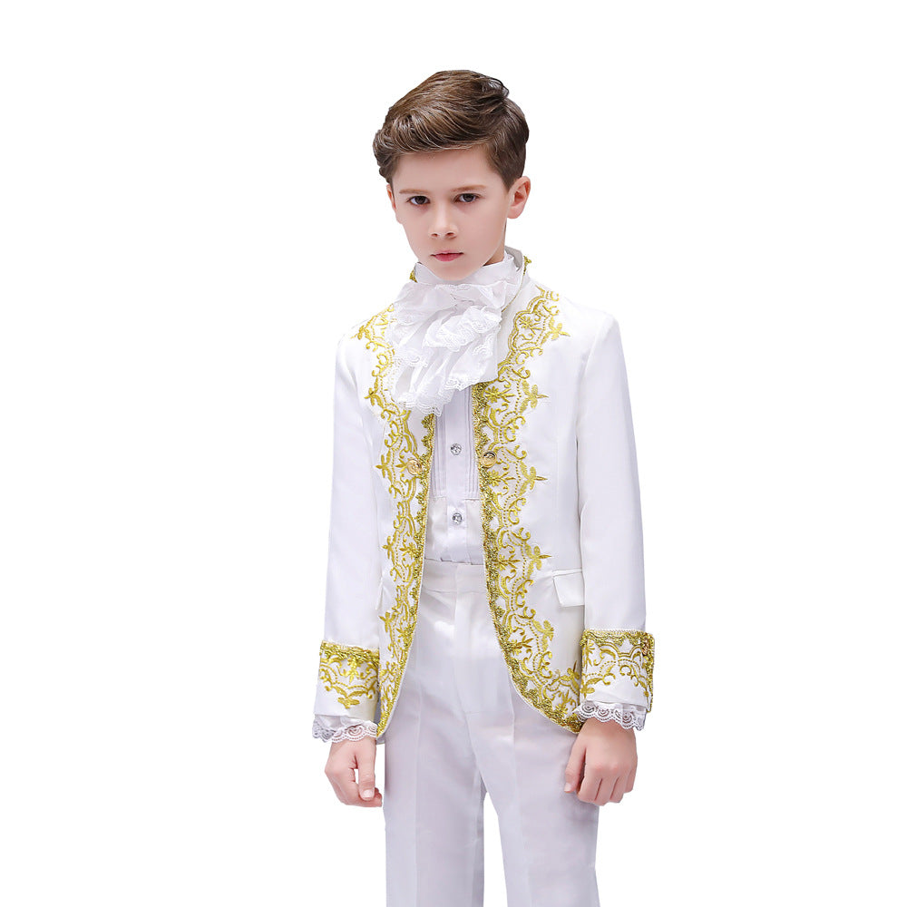 Boys European Style Court Drama Costume Children Golden Flower Stage Prince Cha image 6