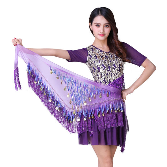 Waist Chains Sequined For Belly Dance Hip Scarf Tassel Triangular Waist Scarf C image 0