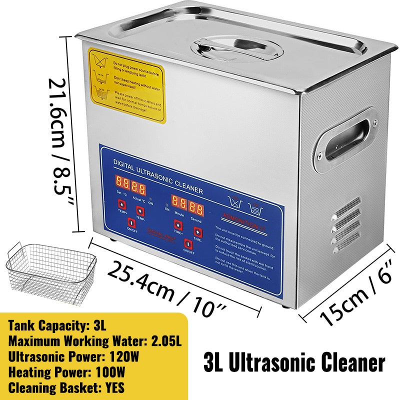 VEVOR 1.3L 2L 3L 6L 10L 15L 22L 30L Ultrasonic Cleaner Lave-Dishes Portable Was image 3