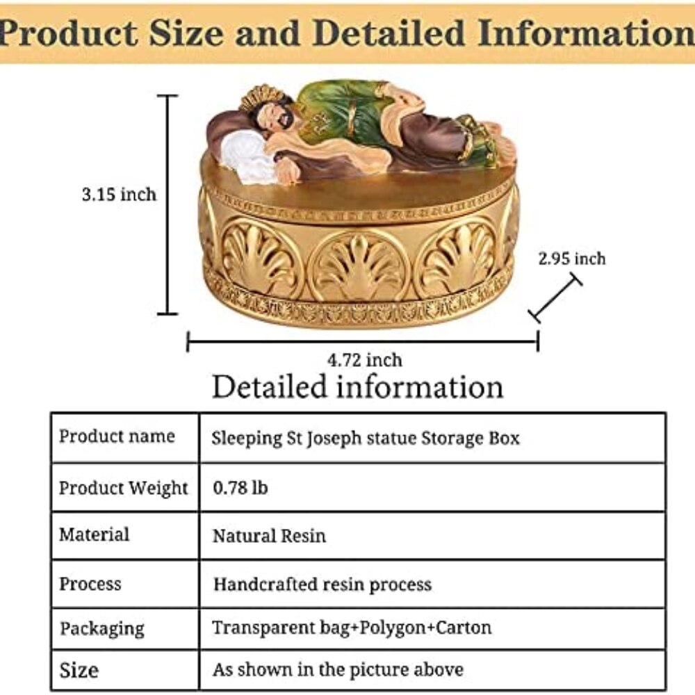 Golden Sleeping St Joseph Statue Rosary Boxes Sleeping St Joseph Statues image 9