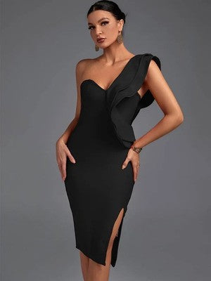 Vestido Bandage Negro Vestido Ajustado Fiesta de Noche Elegante Precioso Uno S