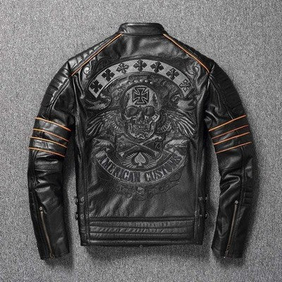 YR!,Wholeales.Black Mens genuine leather jacket.cowhide coat.short sli