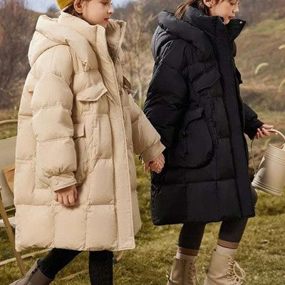 Winter Girl's Thickness White Duck Down Jacket Girls Long Warm Puffer