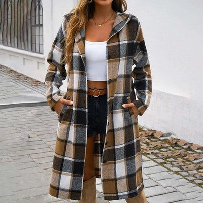 Womens Plaid Shacket Jacket Long Corduroy Shirt Casual Lapel Button Do