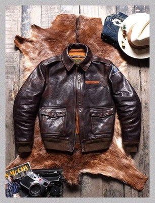 YR!Wholesales.Top Brand.Heavy luxury 1.6mm tanned cowhide Bomber jacke