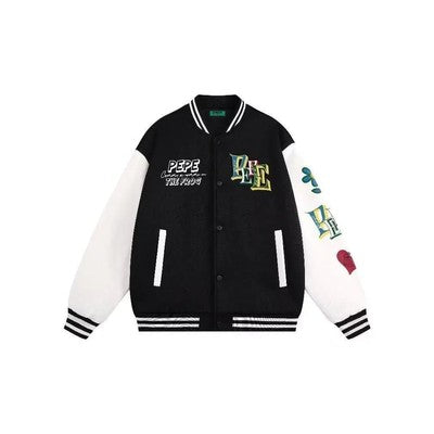 New Men Trendy Baseball Jacket Casual Loose Fit High School Student Hi