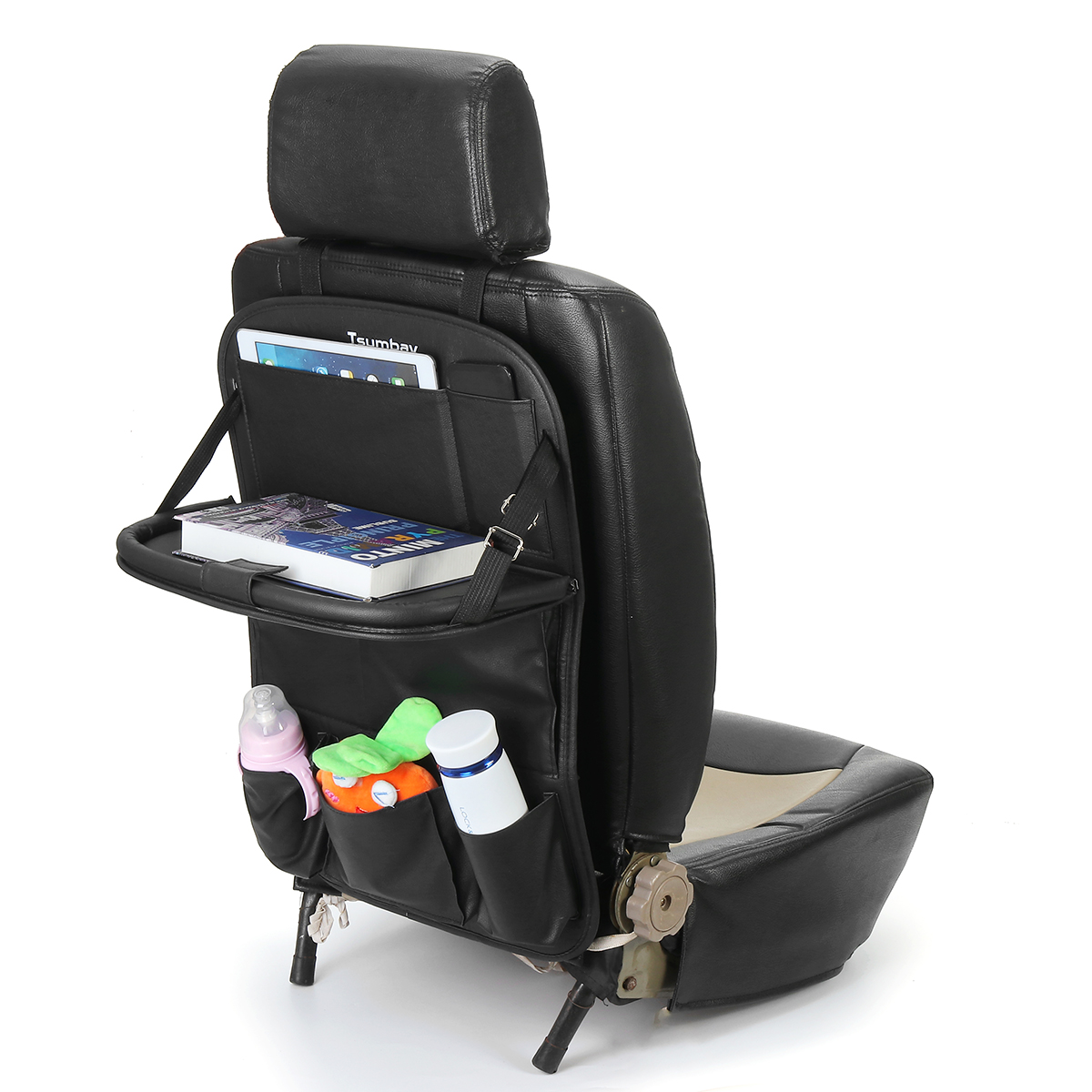 Car Foldable Backseat Organizer Tablet Holder Storage Pocket Cover Multi-functi image 2