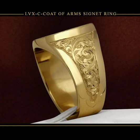 Ring men trends 2024 Crown Lion Shield Badge Ring 18k Yellow Gold Color Royal S image 0