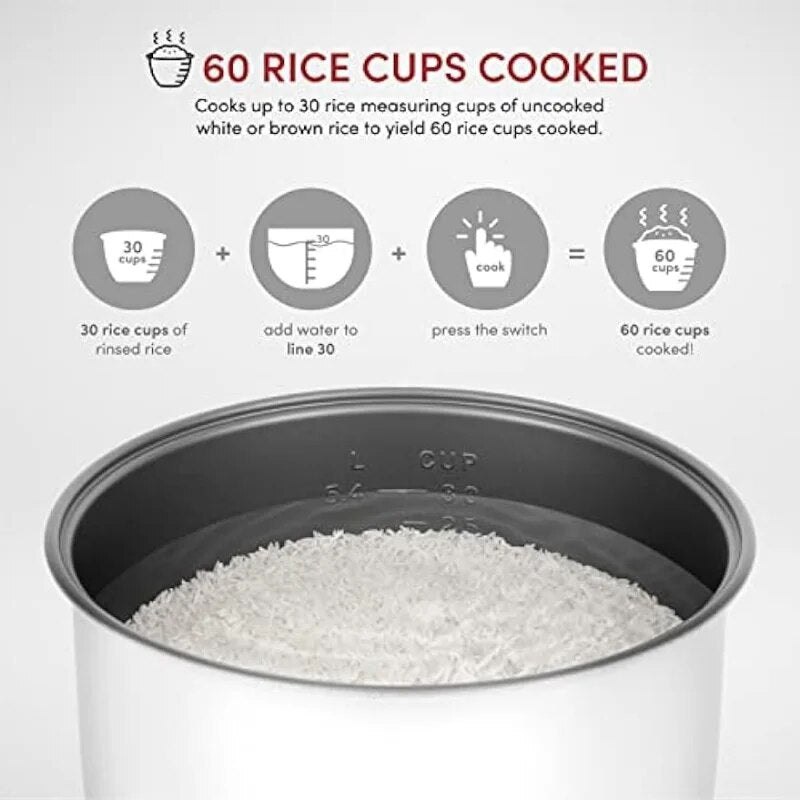 Aroma Housewares 60-Cup (Cooked) (30-Cup UNCOOKED) Commercial Rice Cooker, Stai image 6