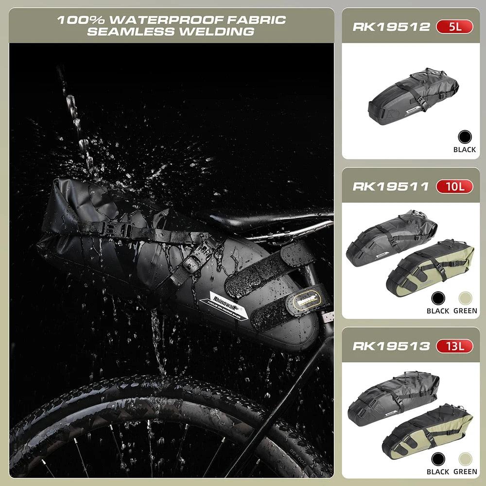 Rhinowalk Bike Waterproof Bicycle Saddle Bag Reflective Large Capacity Foldable image 11