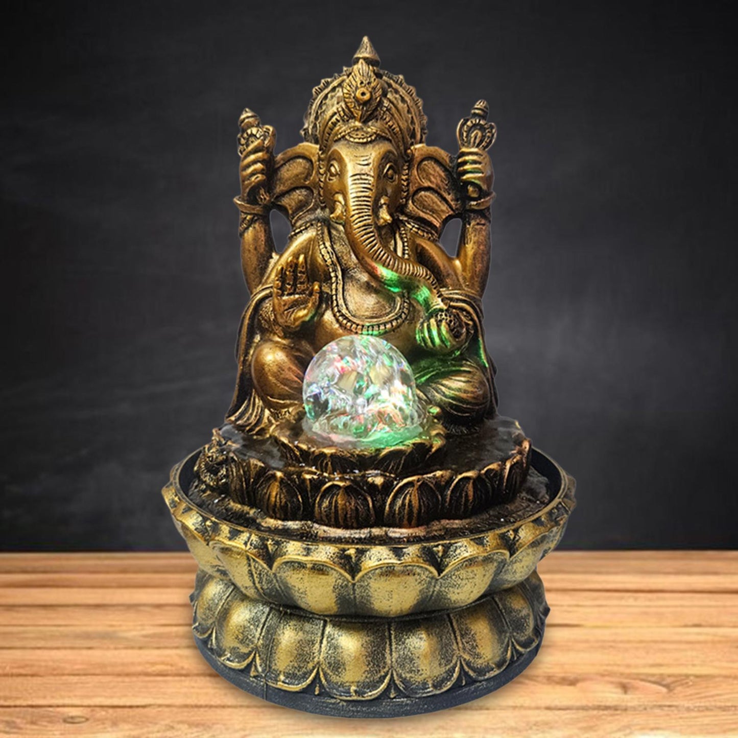 Resin Buddha Statue Indoor Water Fountain 110V Plug Table Ornament image 1