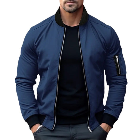 New Sweatwear Men Solid Color Jacket Bomber Coat Business Male Coats Windbreake image 0