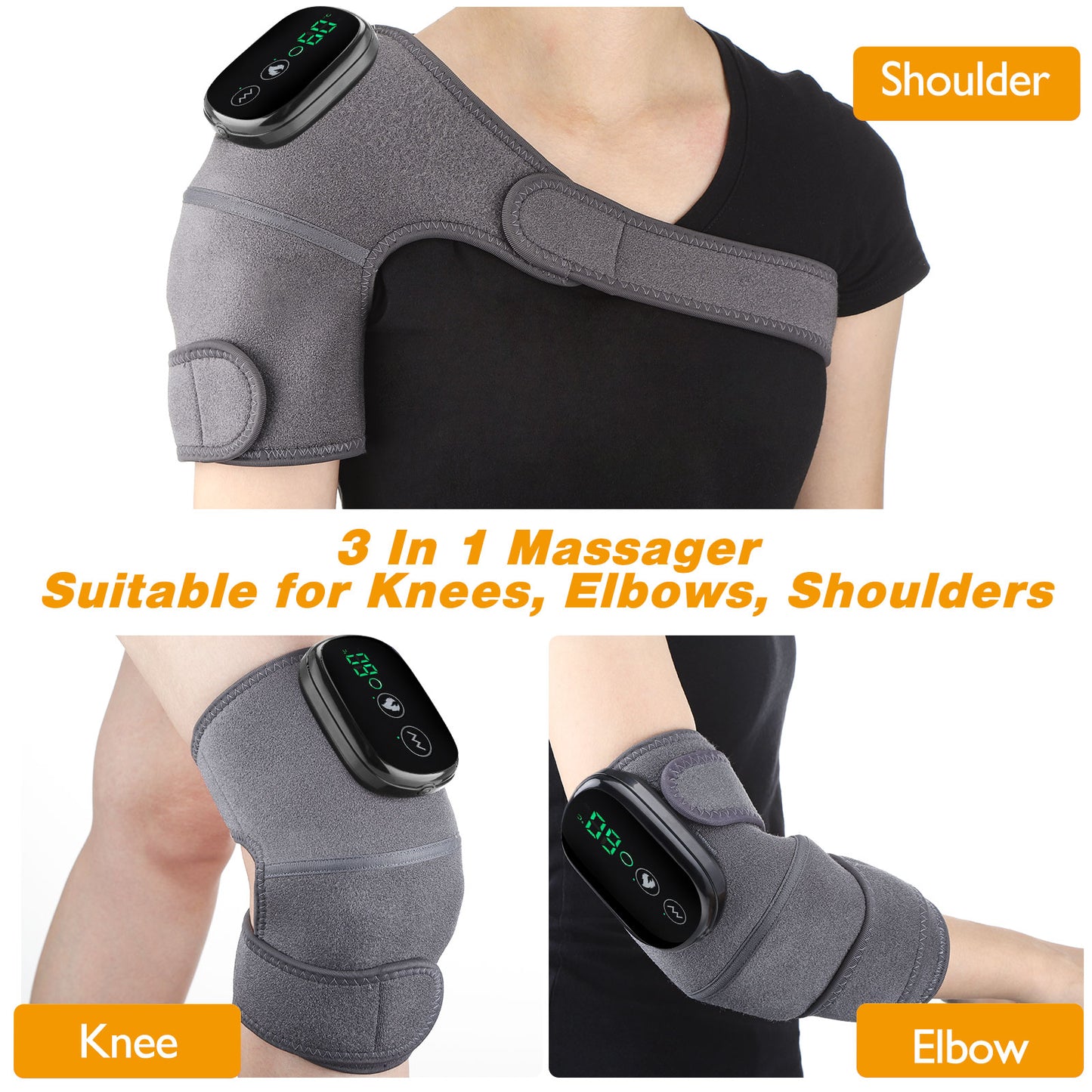 3 in 1 Electric Heating Massage Belt Knee Shoulder Vibrator Hot Compress Joint image 4