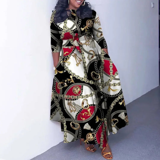 S-3XL African Party Dresses for Women Dashiki Ankara Evening Gown Elegant 2024  image 0