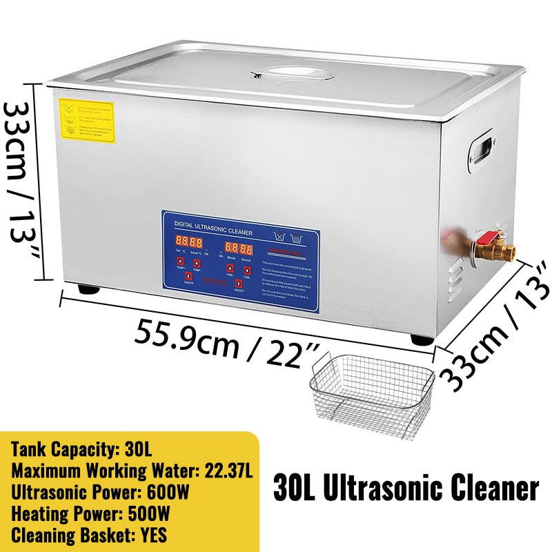 VEVOR 1.3L 2L 3L 6L 10L 15L 22L 30L Ultrasonic Cleaner Lave-Dishes Portable Was image 7
