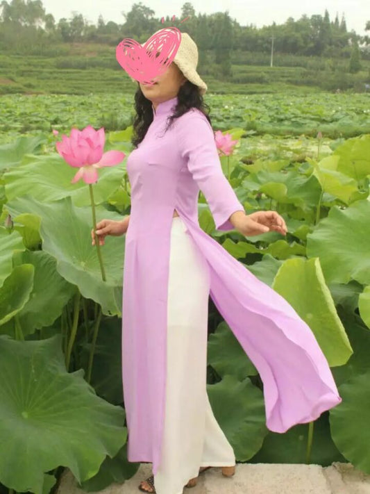 Vietnam Ao Dai Women Chiffon Dress Spring Cheongsam Long image 0
