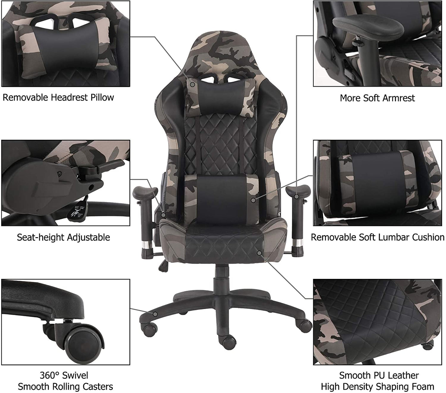 US Warehouse Computer Desk Chair Gaming Chair Office Swivel Chairs with headrest image 2