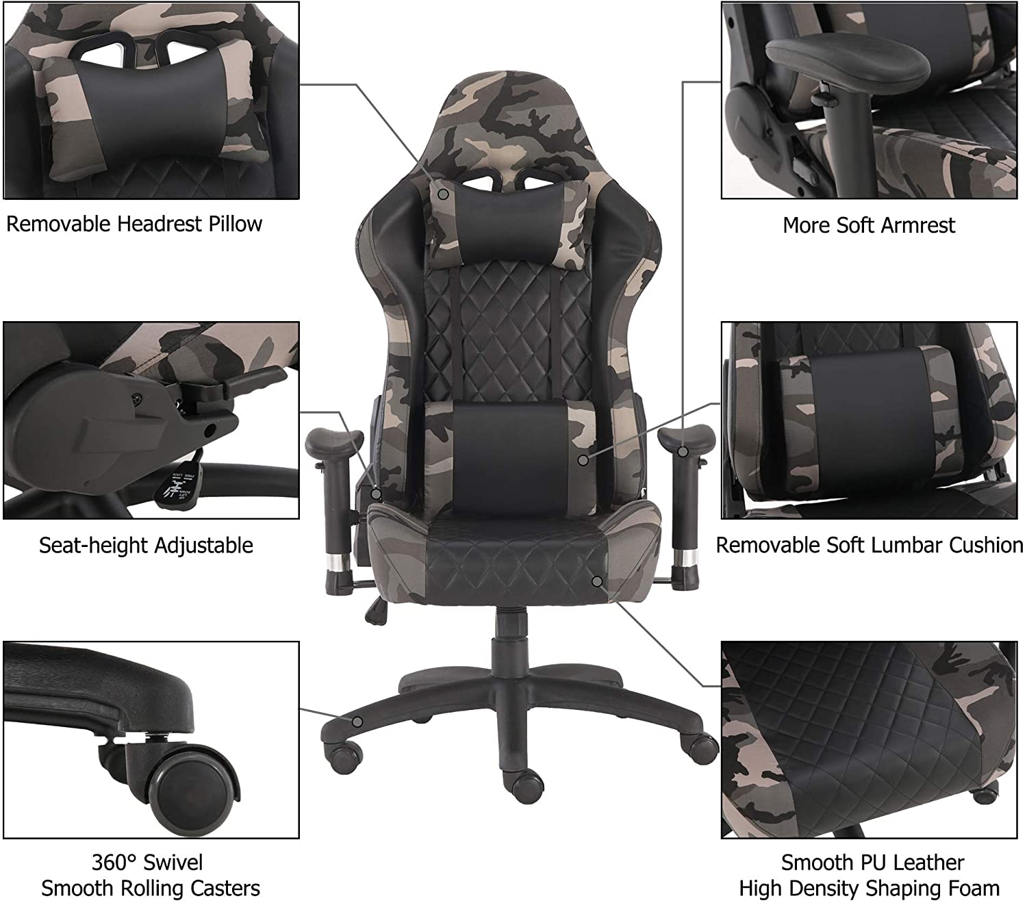 US Warehouse Computer Desk Chair Gaming Chair Office Swivel Chairs with headrest image 2