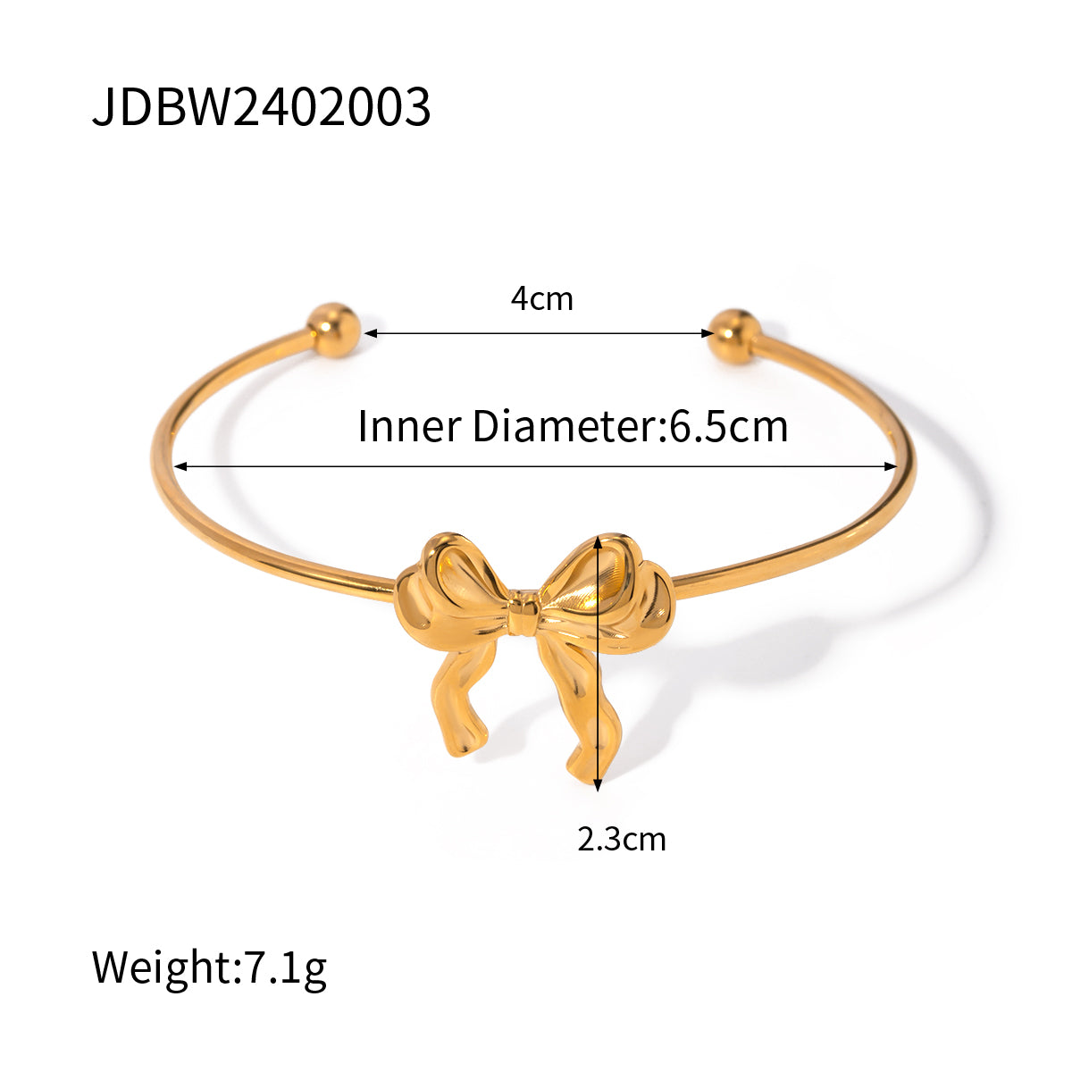 Uworld Chic Bow Tie Stainless Steel Bracelet Waterproof Metal Texture 18K Gold image 1