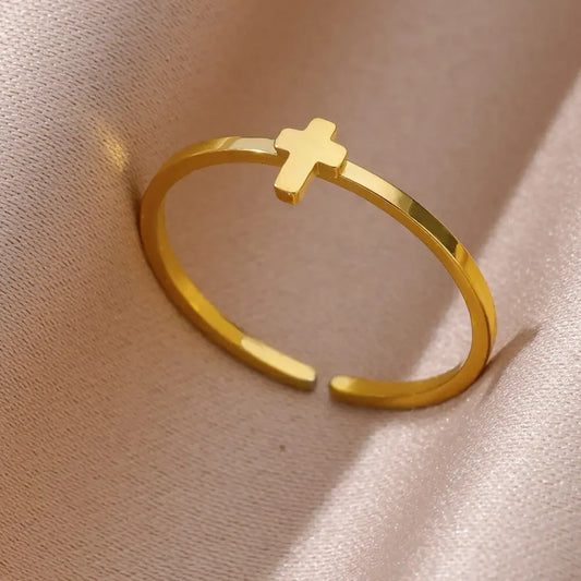 Stainless Steel Rings for Women Aesthetic Sunflower Gold Plated Wedding Couple  image 0