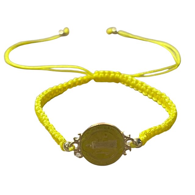 1 Pcs Size Adjustable Colorful Gold Plated Saint Benedict Handmade Weave Rope R image 6