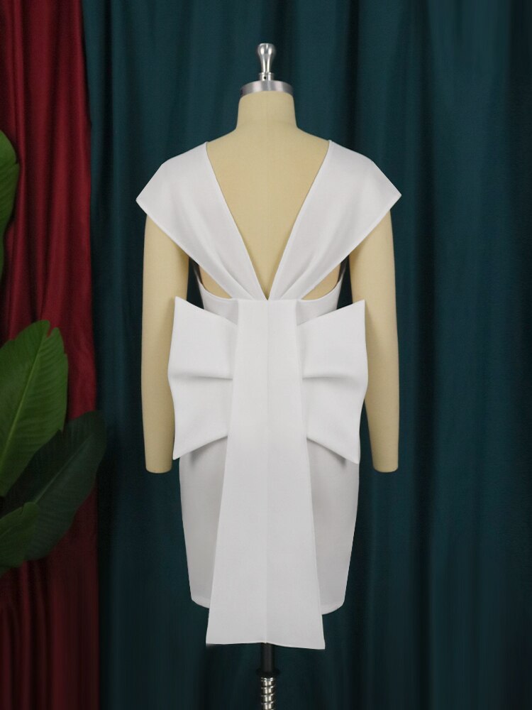 White Party Dresses Plus Size 4XL v Neck Ladies Wedding Evening Cocktail Party O image 2