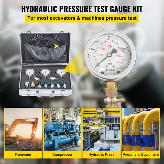 VEVOR 0-60Mpa Hydraulic Pressure Gauge Test Kit With Portable Case Digital Mano image 0