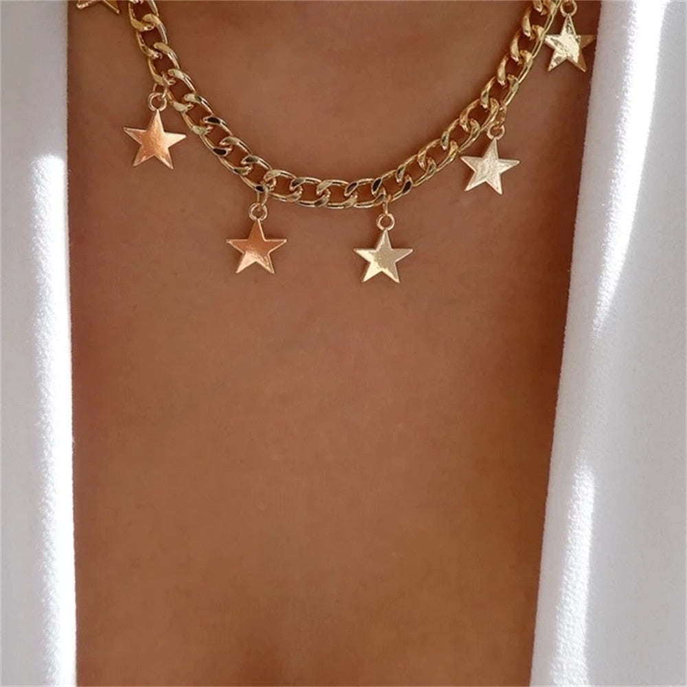 Bls-miracle Fashion Gold Color Heart-Shaped Necklace For Women Trendy Multi-Lay image 30