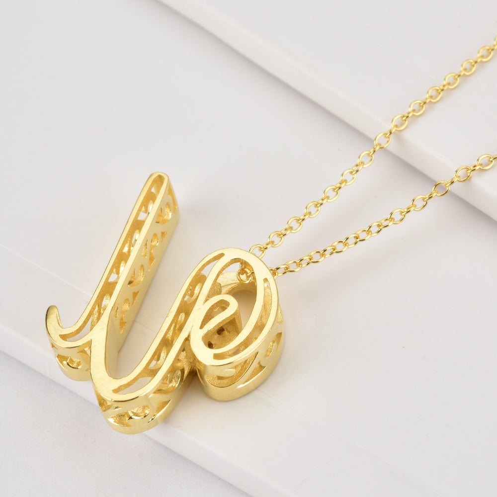 ANDYWEN 925 Sterling Silver Gold Long Chain Alphabet 26 Leter A W Pendant K H I image 51