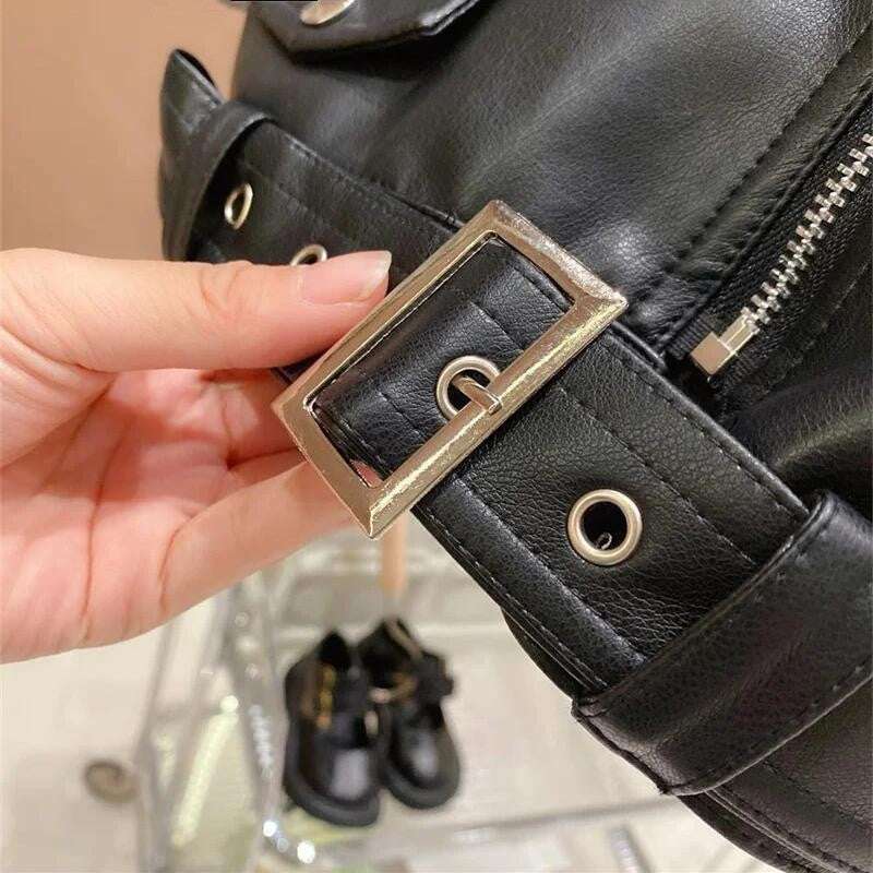 Autumn PU Leather Jackets Spring  Kids Boys Girls Classics Handsome Lapel Zippe image 6