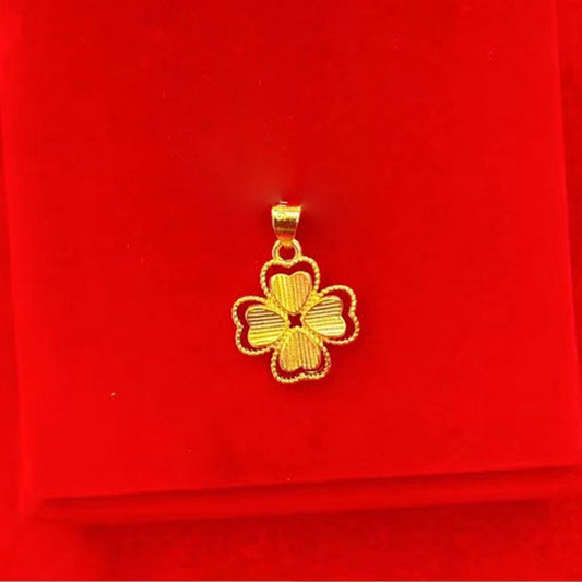 Shiny Pure 14 K Gold Color Clover Pendant Necklace for Women's Gold Color Neckl image 0
