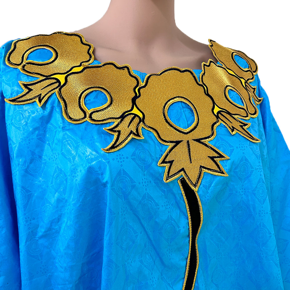 High Quality African Women Bazin Riche Dresses With Headscarf Embroid Stone Nig image 10