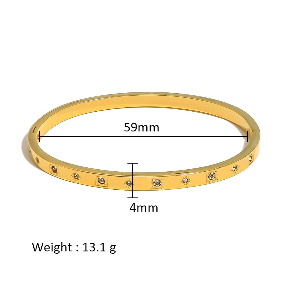 Waterproof Zirconia Cuff Bangles for Women Men 18k Gold Plated Stainless Steel  image 36