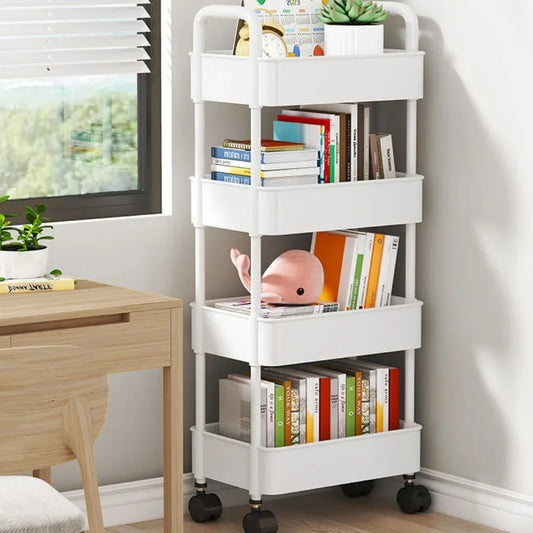 Bookshelf Storage Trolley Mobile Kitchen Organizer Cart With Wheels Multi-Layer image 0