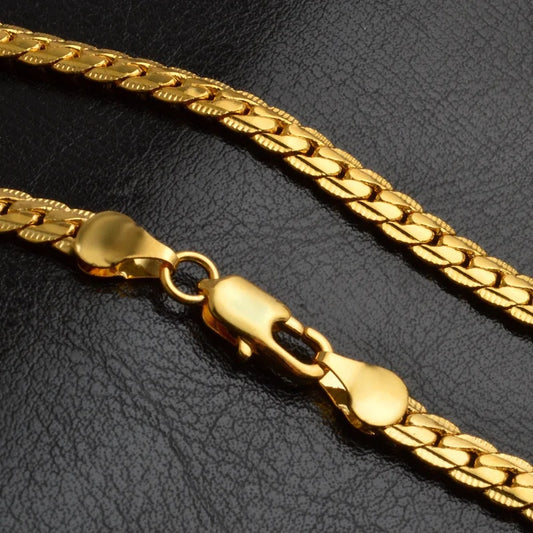18-24Inch 45-60cm 18K Gold 5mm Full Sideways Chain Necklace For Women Man Fashi image 0
