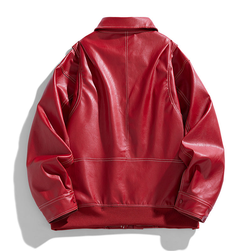 Europe The United States Trend Leather Jacket Spring Autumn New Loose Trend Men image 5